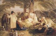 Thomas Uwins Haymakers at dinner (mk47) oil painting